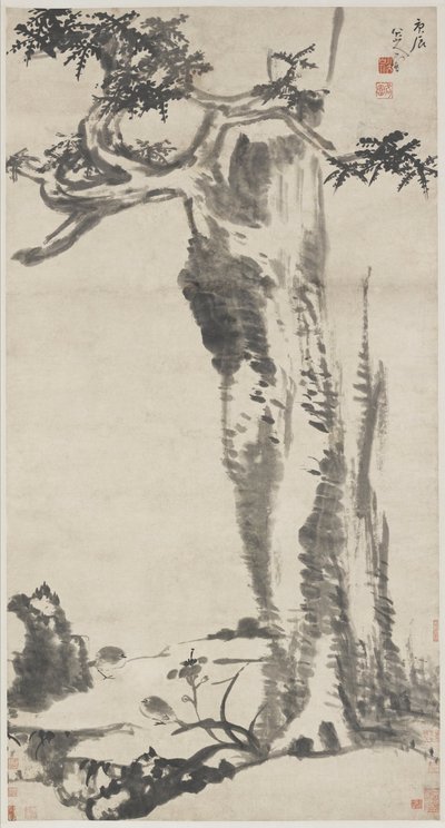 Albero di cedro, giglio di giorno e ballerine da Bada Shanren